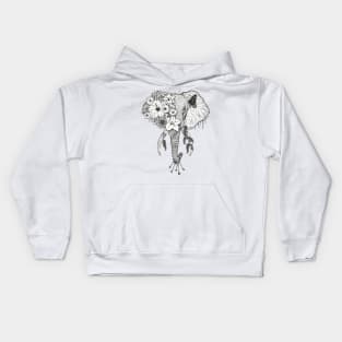 Elephant White Background Kids Hoodie